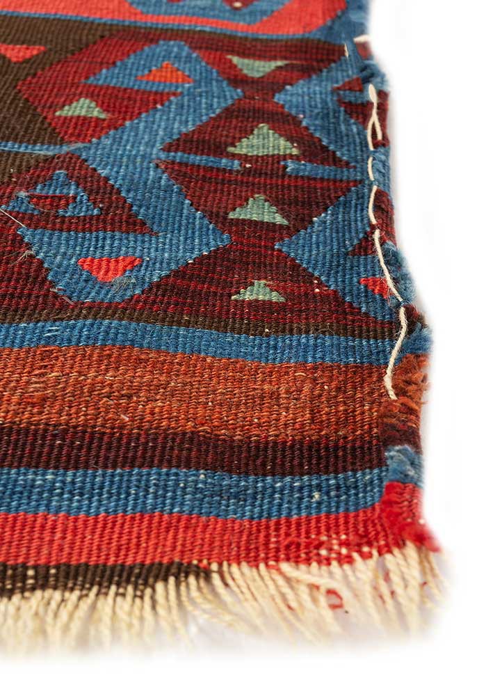 nayaab beige and brown wool flat weaves Rug - Corner