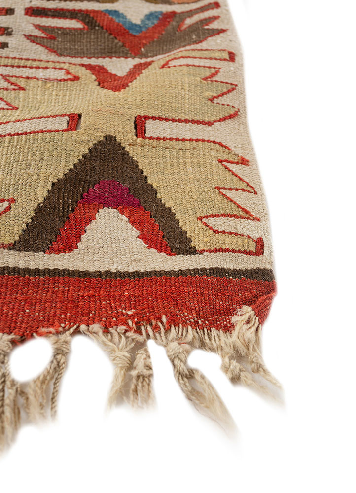 nayaab red and orange wool flat weaves Rug - Corner