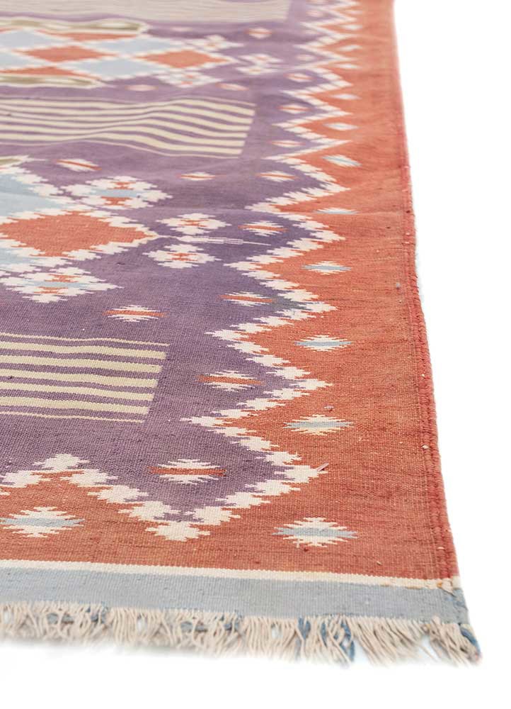 aalam red and orange wool flat weaves Rug - Corner aalam red and orange wool flat weaves Rug - Corner