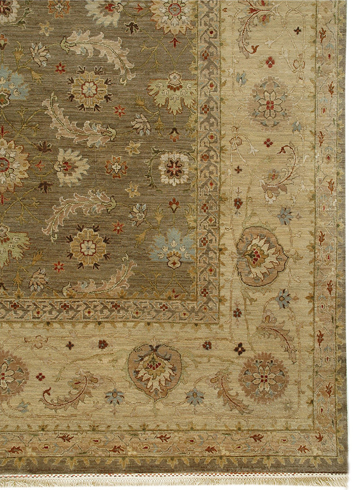 gulnar beige and brown wool hand knotted Rug - Corner gulnar beige and brown wool hand knotted Rug - Corner