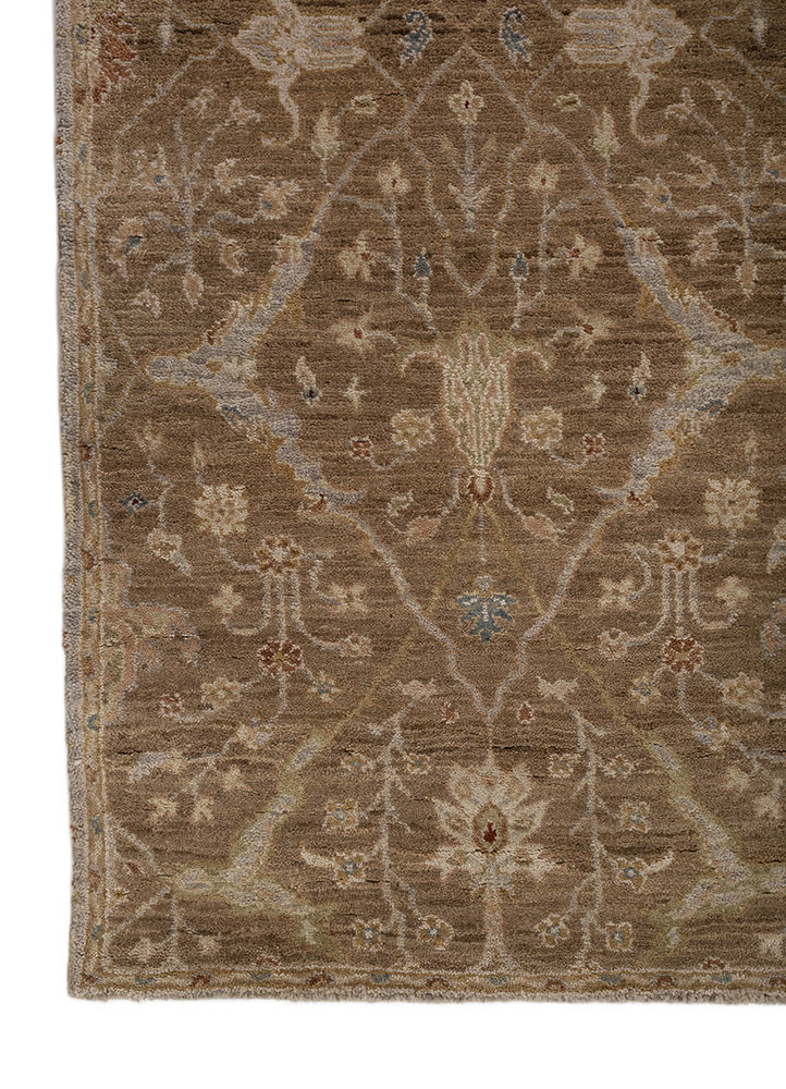 gulnar beige and brown wool hand knotted Rug - Corner gulnar beige and brown wool hand knotted Rug - Corner