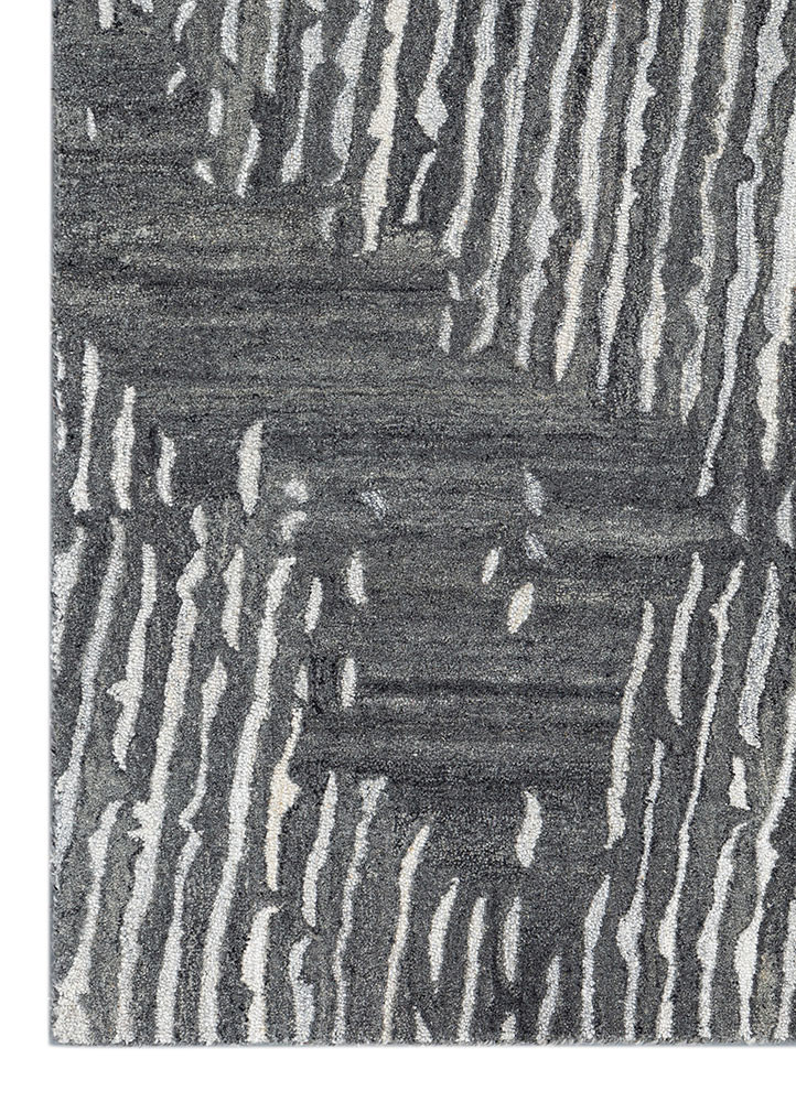 pathways grey and black wool hand tufted Rug - Corner pathways grey and black wool hand tufted Rug - Corner
