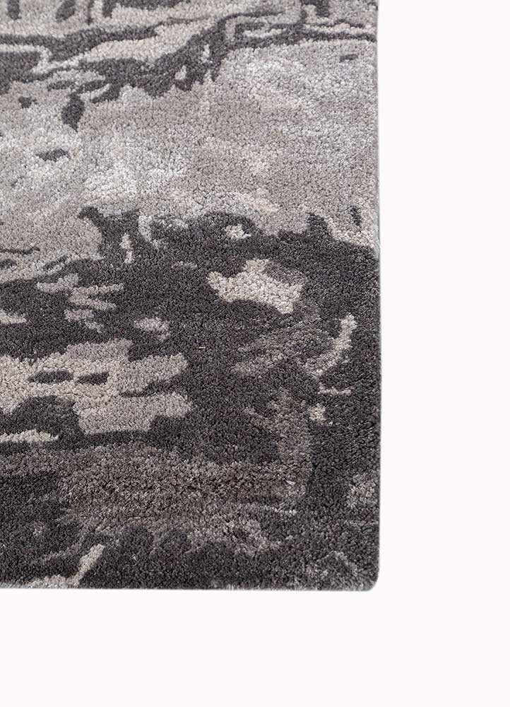 genesis grey and black wool and viscose hand tufted Rug - Corner