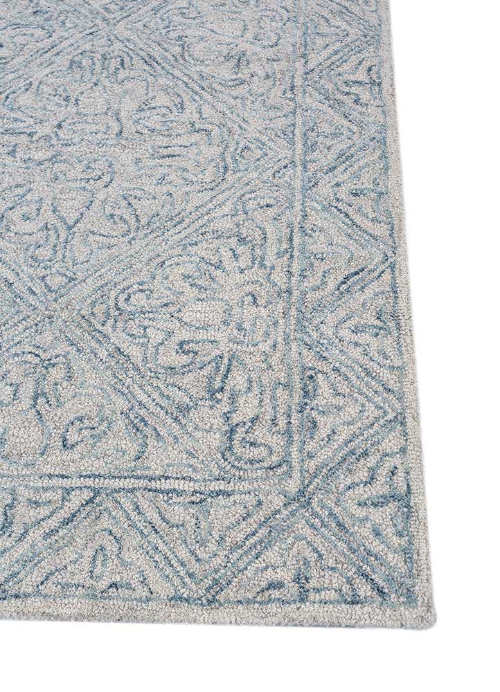 imara blue wool hand tufted Rug - Corner