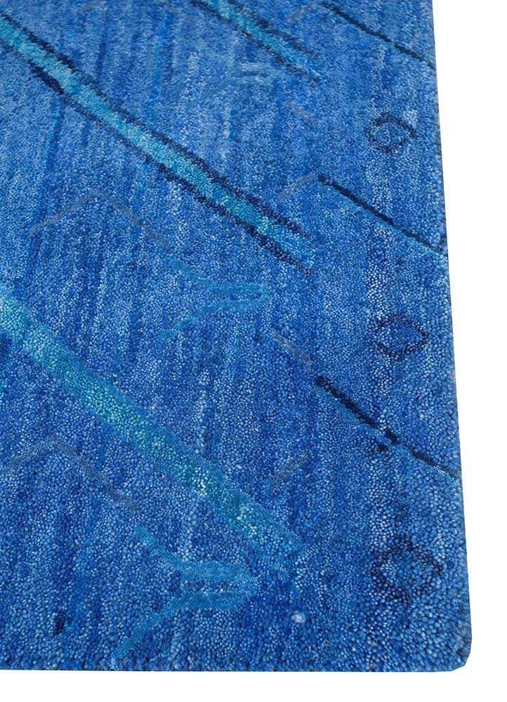 manchaha blue wool and bamboo silk hand knotted Rug - Corner manchaha blue wool and bamboo silk hand knotted Rug - Corner