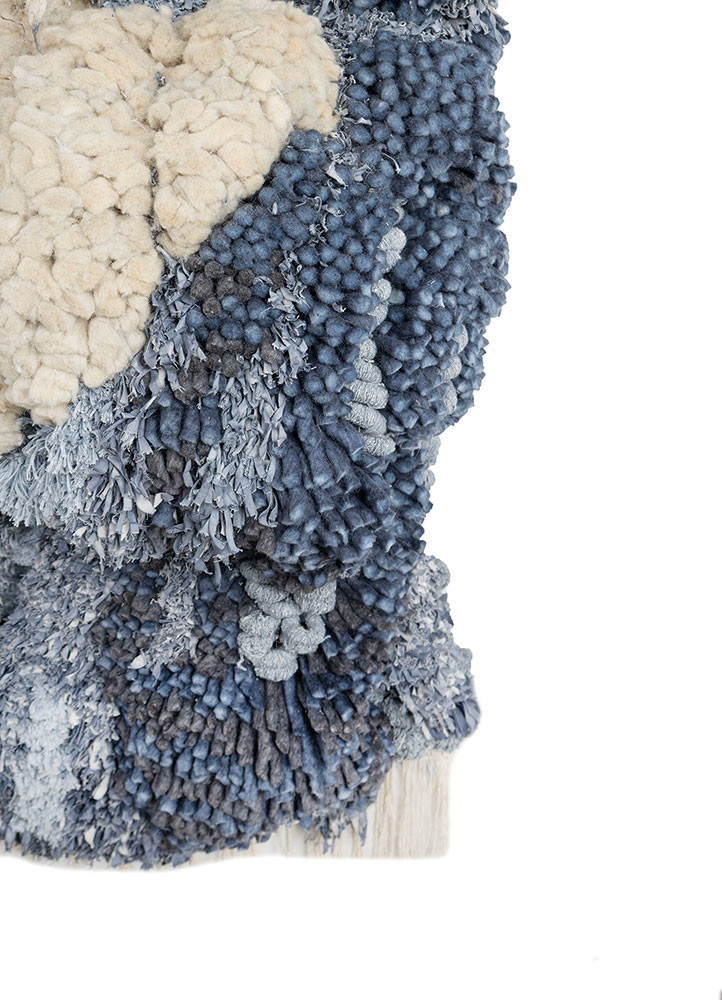 wall installation blue wool and bamboo silk and copper and silk and cotton  WALL ART & TAPESTRY - Corner