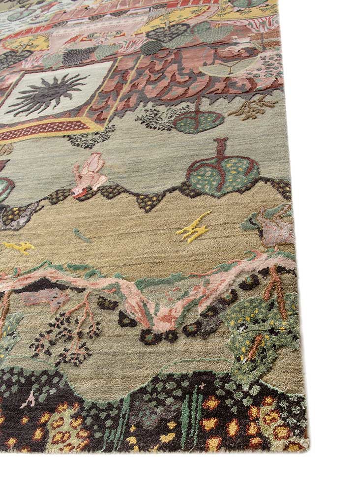 aurora green wool and bamboo silk hand knotted Rug - Corner aurora green wool and bamboo silk hand knotted Rug - Corner