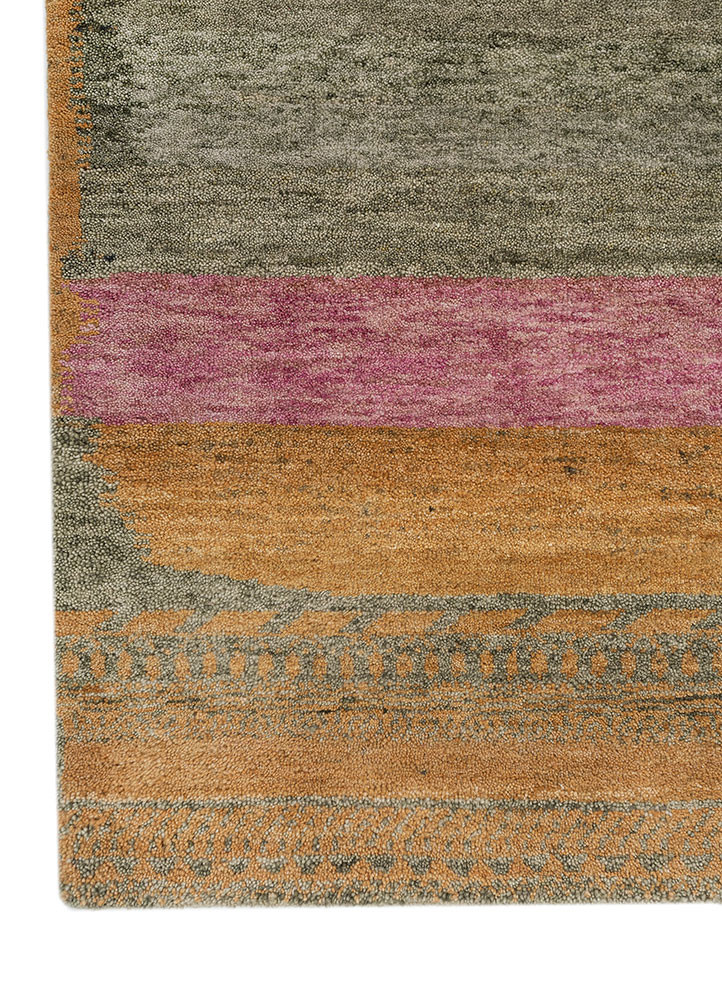 kavi x manchaha green wool hand knotted Rug - Corner