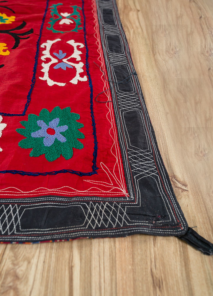 jean red and orange cotton hand loom Home Textile - Corner