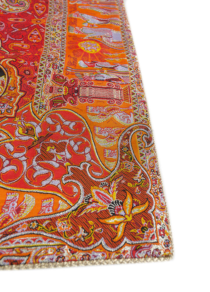gulmarg red and orange silk and zari wall art WALL ART & TAPESTRY - Corner gulmarg red and orange silk and zari wall art WALL ART & TAPESTRY - Corner