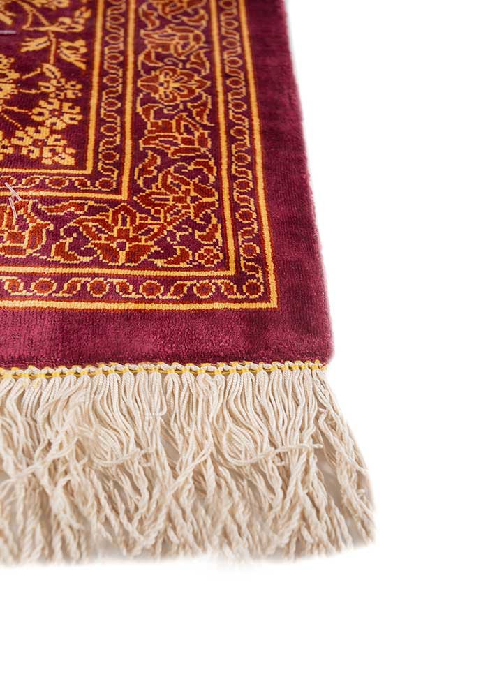 gulmarg red and orange silk hand knotted Rug - Corner gulmarg red and orange silk hand knotted Rug - Corner