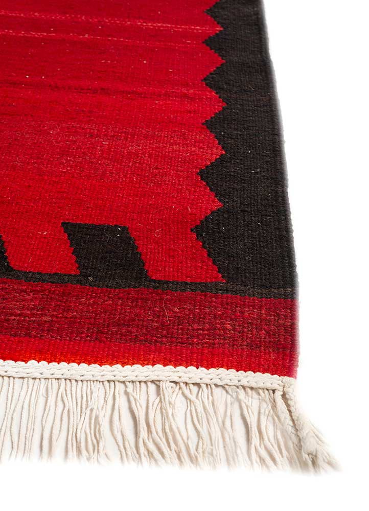 nayaab red and orange wool flat weaves Rug - Corner nayaab red and orange wool flat weaves Rug - Corner