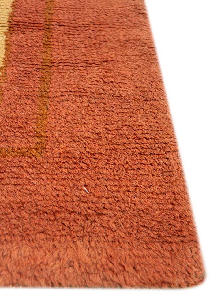 aalam red and orange wool hand knotted Rug - Corner aalam red and orange wool hand knotted Rug - Corner