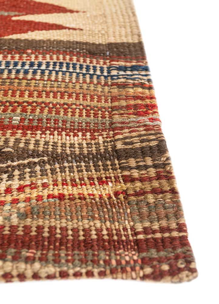 nayaab red and orange wool flat weaves Rug - Corner nayaab red and orange wool flat weaves Rug - Corner