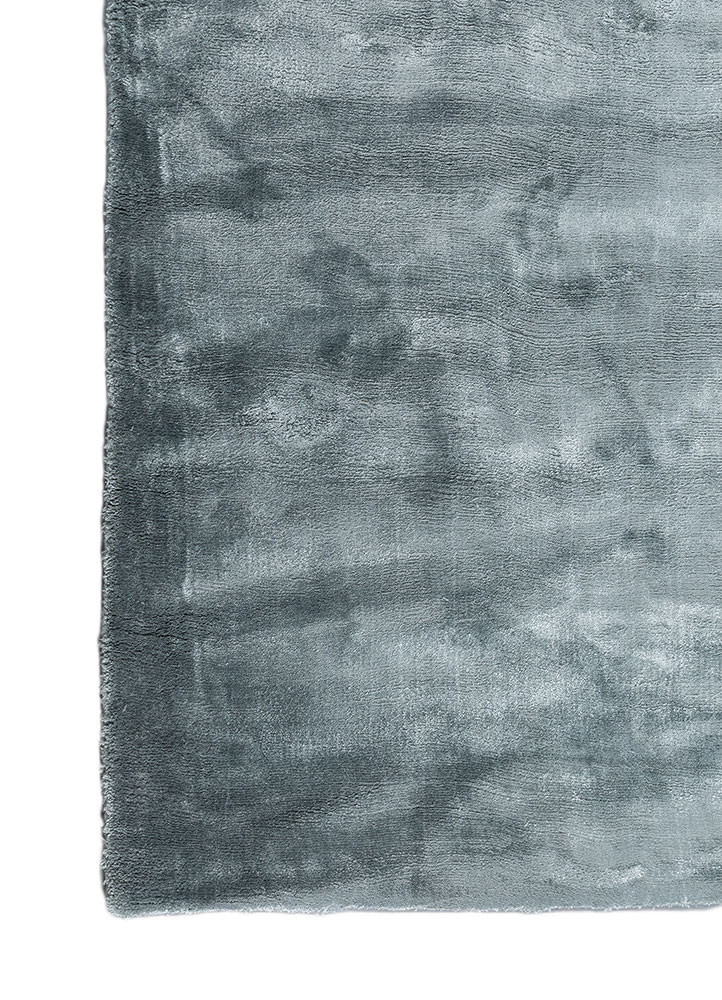 basis blue viscose hand loom Rug - Corner