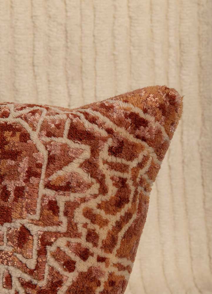 cushion red and orange wool & bamboo silk  Home Textile - Corner