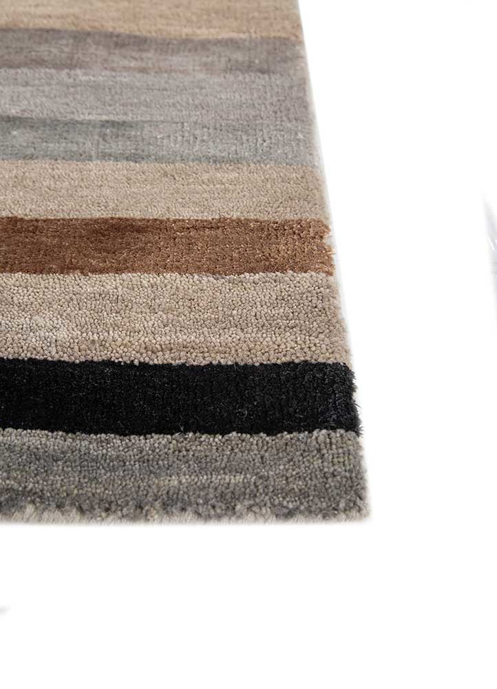 aprezo grey and black wool and bamboo silk hand knotted Rug - Corner