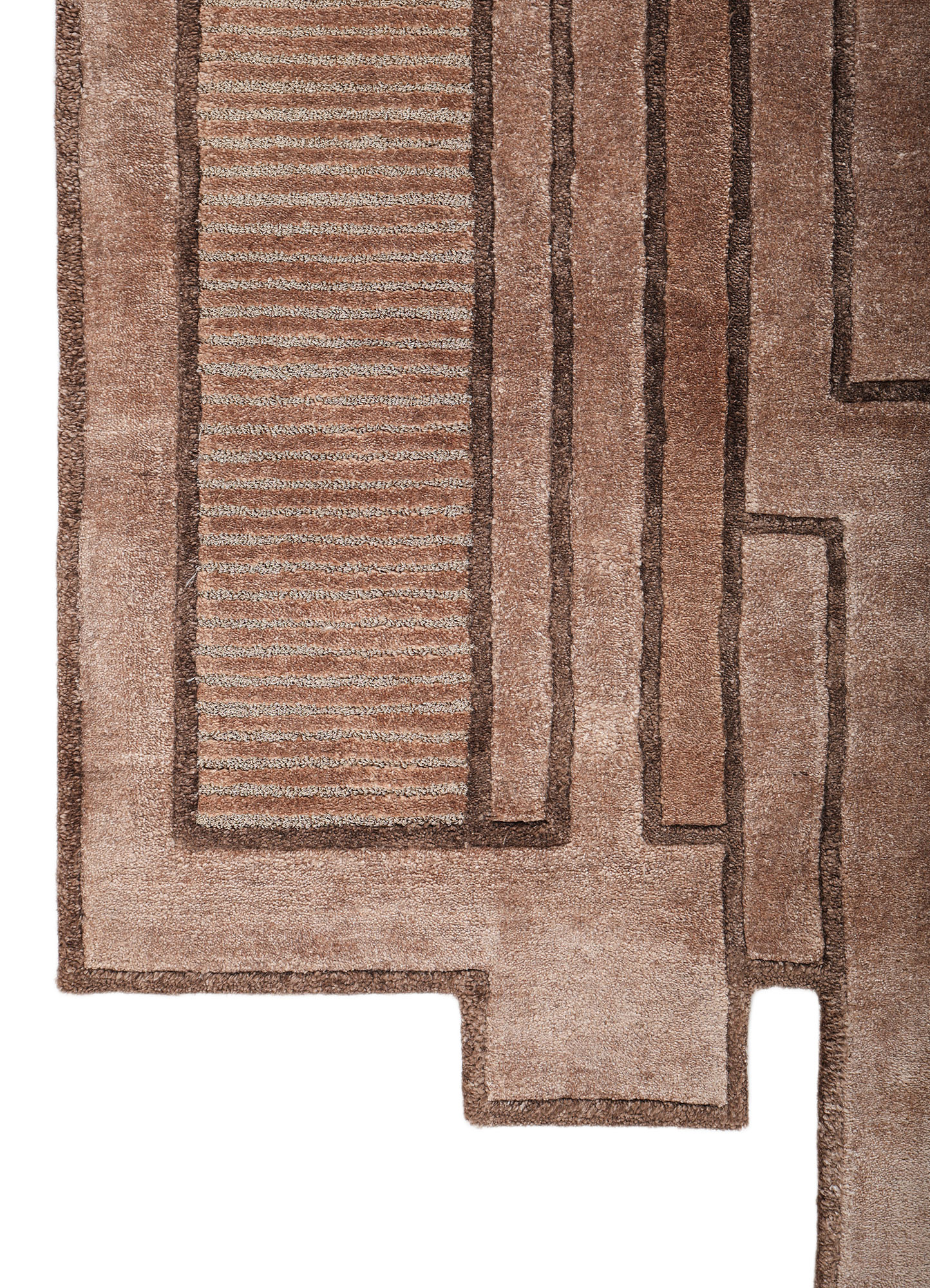 Aprezo Beige & Brown Hand Tufted Bamboo Silk & Zari Rugs-Tod-45034 ...
