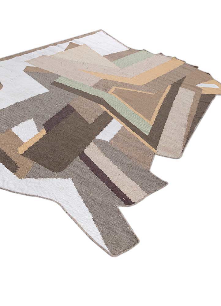 checkers ivory wool flat weaves Rug - FoldShot
