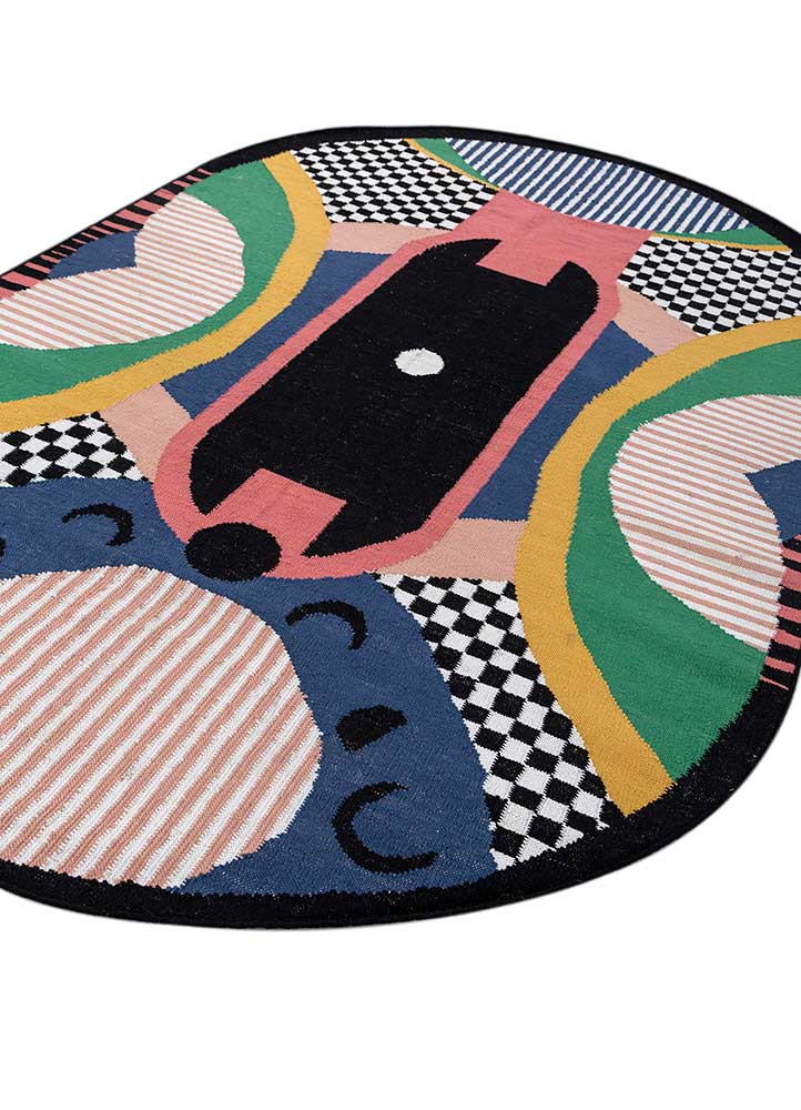 zen and zest grey and black wool flat weaves Rug - FoldShot