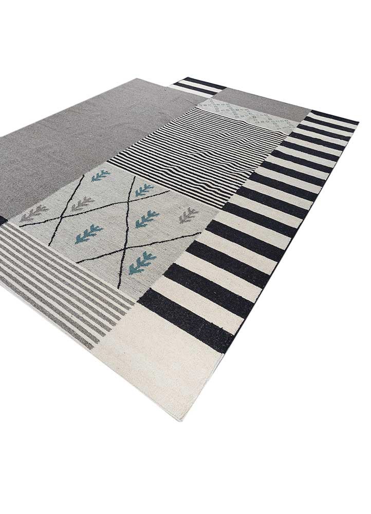 bedouin grey and black wool and viscose flat weaves Rug - FoldShot
