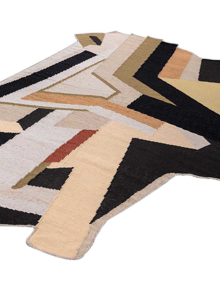 checkers blue wool and viscose flat weaves Rug - FoldShot