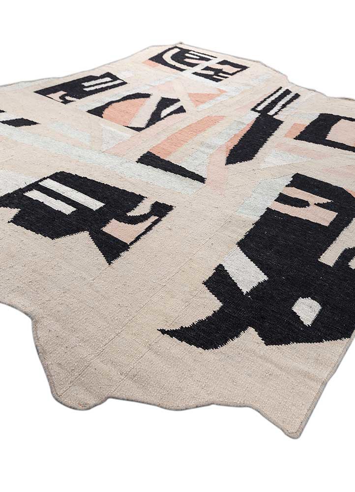 checkers ivory wool and viscose flat weaves Rug - FoldShot checkers ivory wool and viscose flat weaves Rug - FoldShot