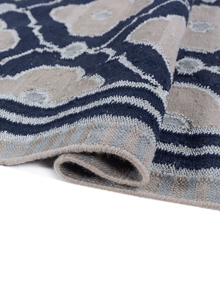 bedouin blue wool flat weaves Rug - FoldShot bedouin blue wool flat weaves Rug - FoldShot