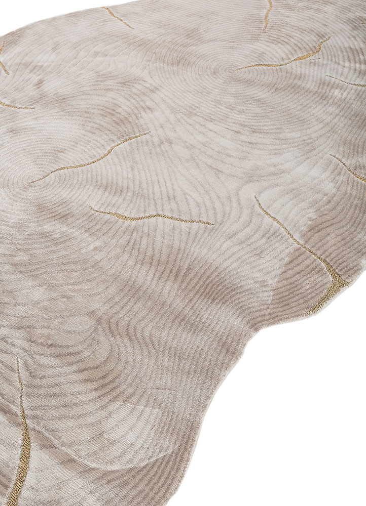 azalea beige and brown bamboo silk hand knotted Rug - FoldShot azalea beige and brown bamboo silk hand knotted Rug - FoldShot