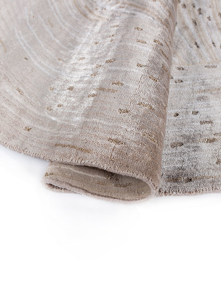 azalea beige and brown bamboo silk and zari hand knotted Rug - FoldShot