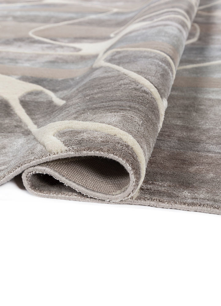 azalea grey and black wool and bamboo silk hand knotted Rug - FoldShot azalea grey and black wool and bamboo silk hand knotted Rug - FoldShot