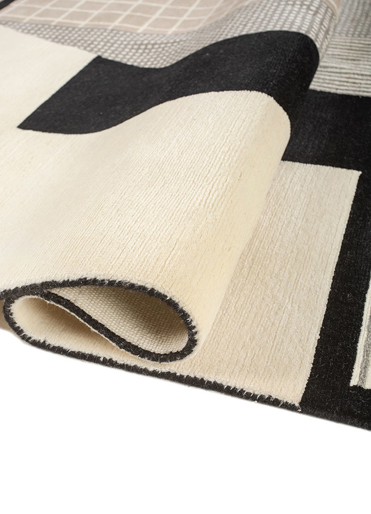 box ivory wool hand knotted Rug - FoldShot