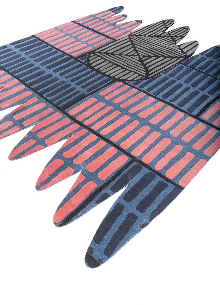 jaanwar blue wool hand knotted Rug - FoldShot jaanwar blue wool hand knotted Rug - FoldShot