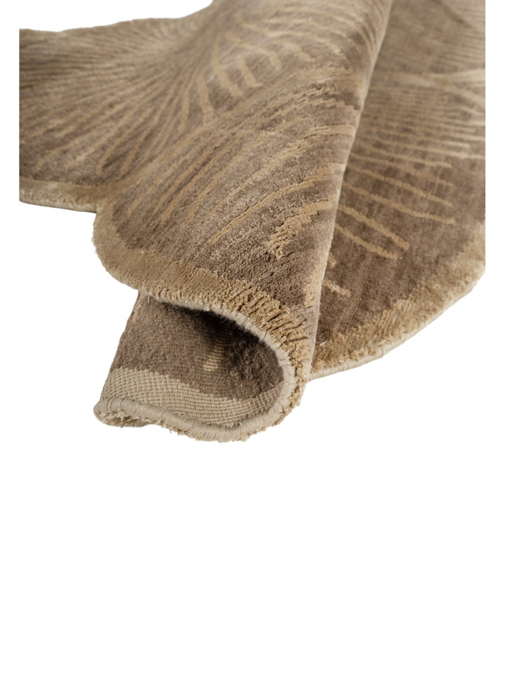pansy beige and brown wool and silk hand knotted Rug - FoldShot pansy beige and brown wool and silk hand knotted Rug - FoldShot