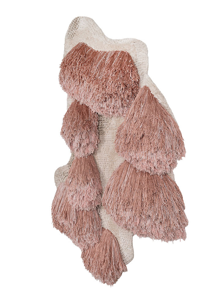 wall installation ivory wool and bamboo silk hand knotted WALL ART & TAPESTRY - FoldShot
