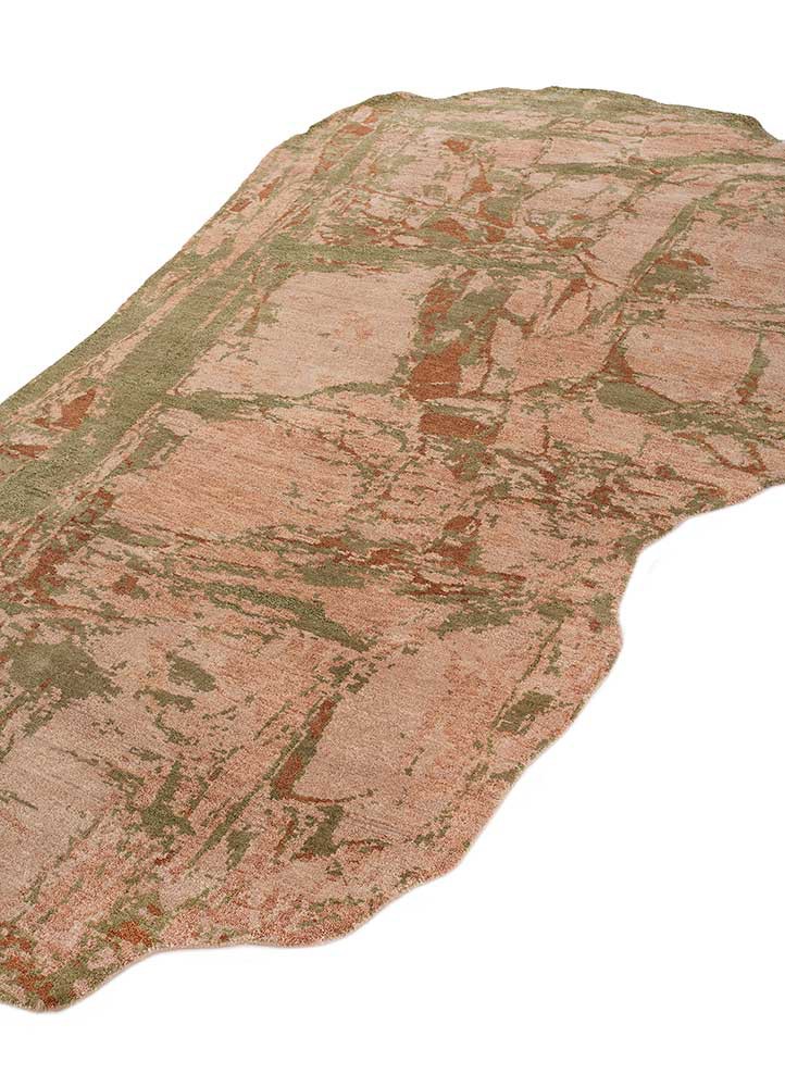 clan red and orange wool and bamboo silk hand knotted Rug - FoldShot