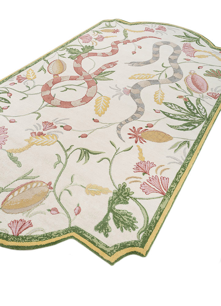 jardins du monde beige and brown wool hand knotted Rug - FoldShot jardins du monde beige and brown wool hand knotted Rug - FoldShot