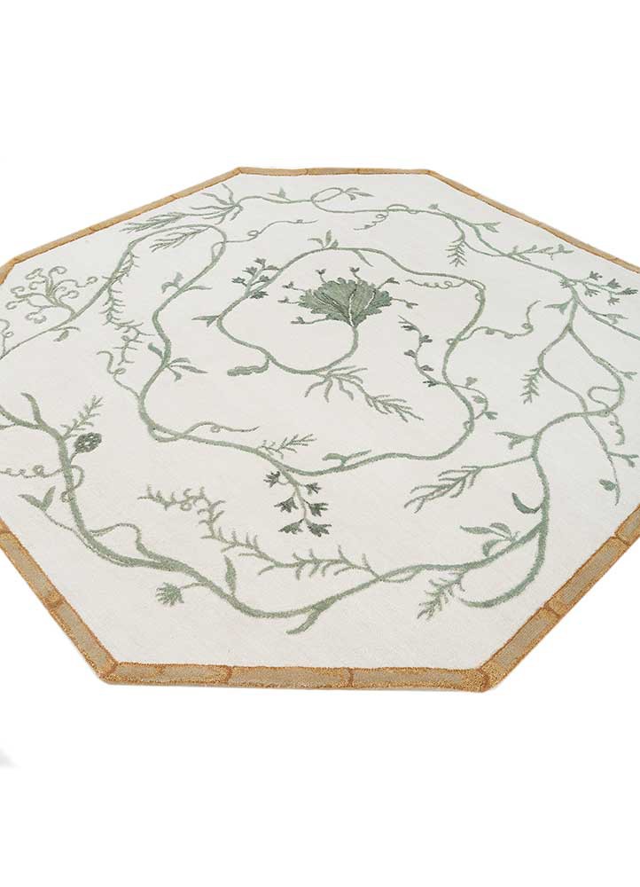 jardins du monde beige and brown wool hand knotted Rug - FoldShot