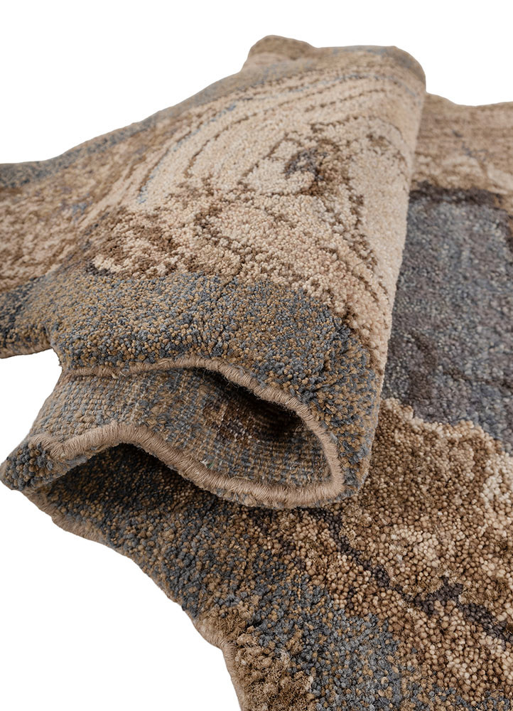 aprezo blue wool and silk hand knotted Rug - FoldShot aprezo blue wool and silk hand knotted Rug - FoldShot