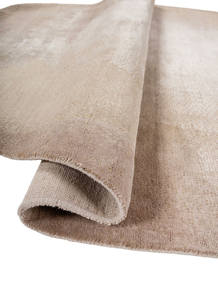 entropy beige and brown wool and bamboo silk hand knotted Rug - FoldShot