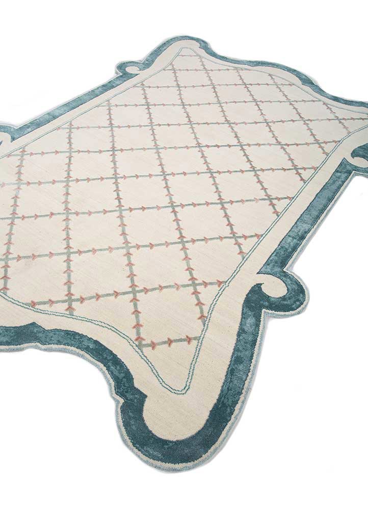 jardins du monde ivory wool and bamboo silk hand knotted Rug - FoldShot