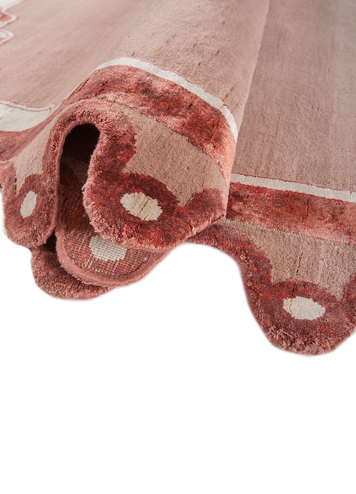 jardins du monde pink and purple wool and bamboo silk hand knotted Rug - FoldShot