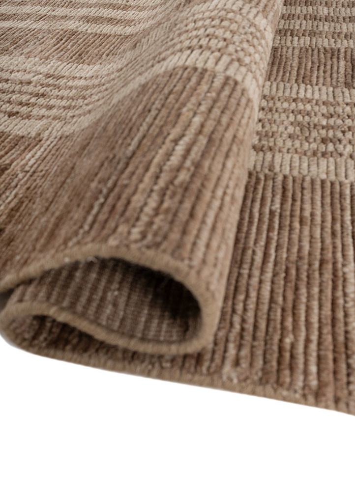 contour beige and brown wool hand loom Rug - FoldShot