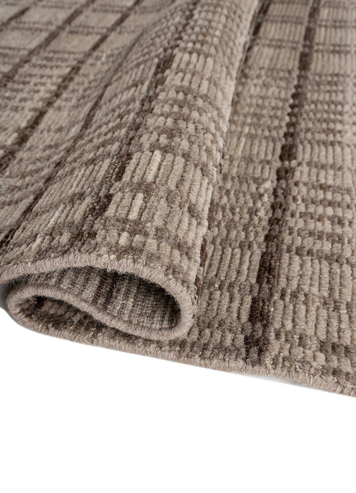 contour beige and brown wool hand loom Rug - FoldShot