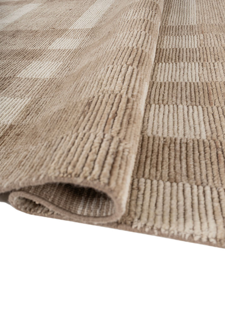 contour beige and brown wool hand loom Rug - FoldShot