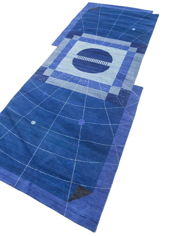 brahmaand blue wool hand knotted Rug - FoldShot