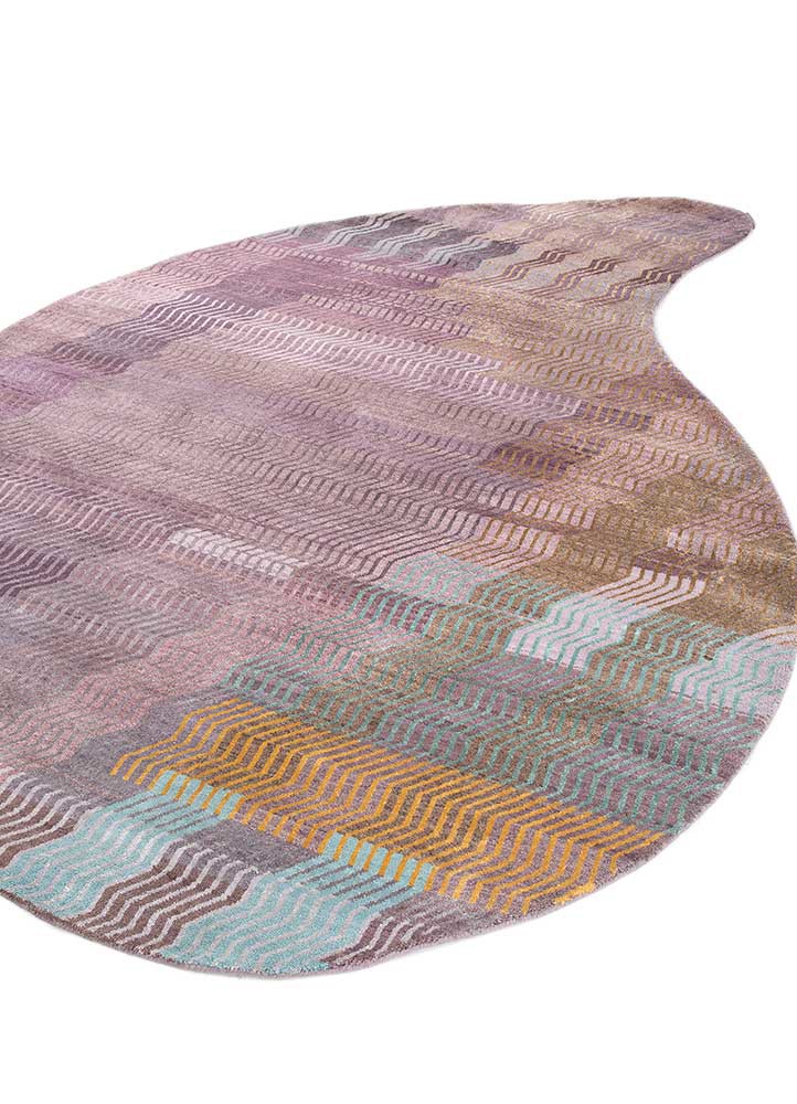 manchaha pink and purple wool and bamboo silk hand knotted Rug - FoldShot manchaha pink and purple wool and bamboo silk hand knotted Rug - FoldShot