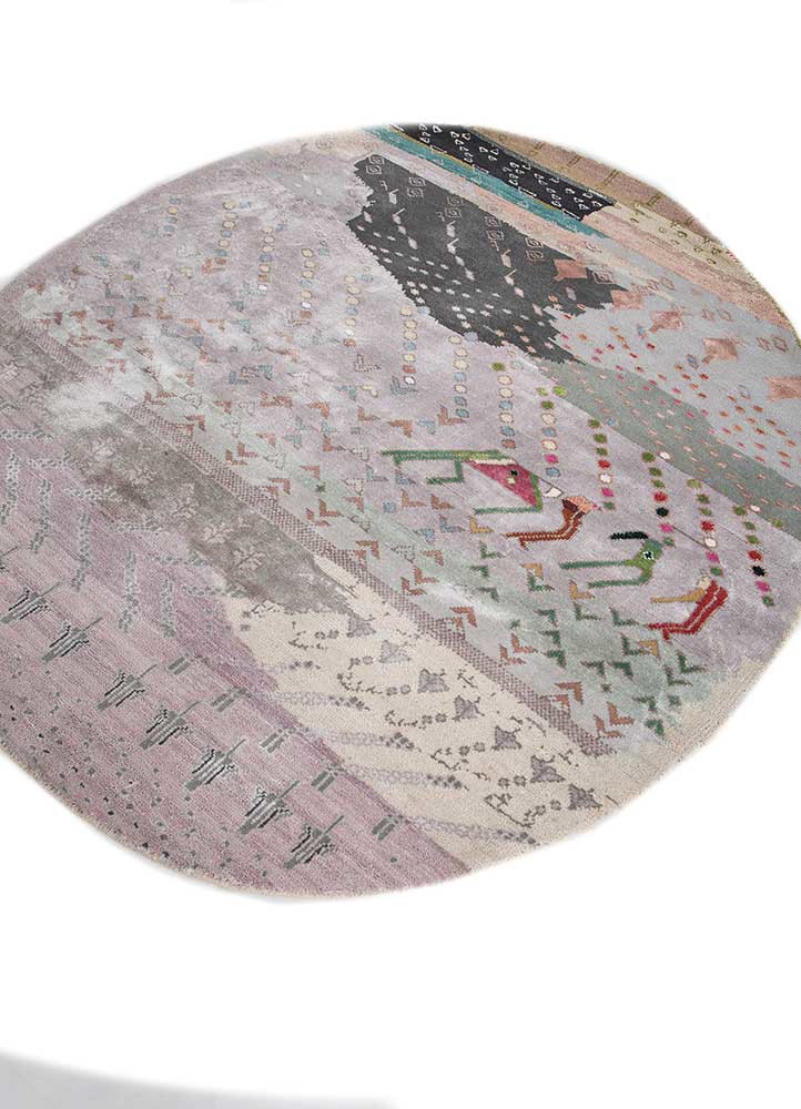 manchaha pink and purple wool and bamboo silk hand knotted Rug - FoldShot manchaha pink and purple wool and bamboo silk hand knotted Rug - FoldShot