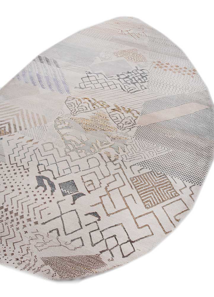 manchaha ivory wool and bamboo silk hand knotted Rug - FoldShot