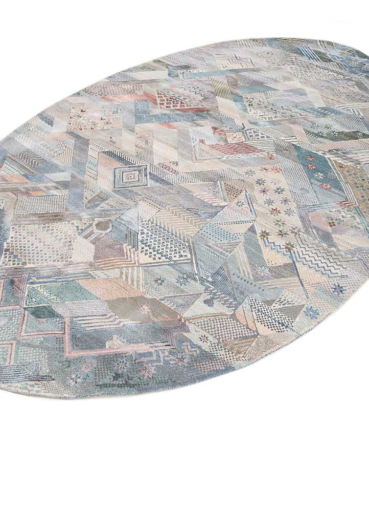 manchaha grey and black wool and bamboo silk hand knotted Rug - FoldShot manchaha grey and black wool and bamboo silk hand knotted Rug - FoldShot